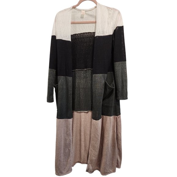 Long lightweight colorblock cardigan - Picture 1 of 3